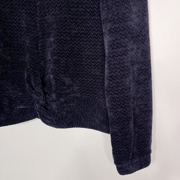 Skies Are Blue Medium M Navy Blue Velvet Texture Twist Front Sweater Crew Neck - Picture 4 of 8
